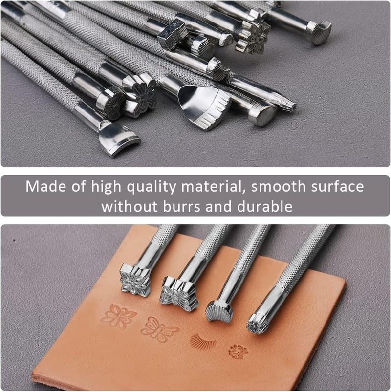 ZMAAGG 21 PCS Leather Stamping Tools, Leather Stamping Kit with Rubber Hammer for Leather Working - Image 4